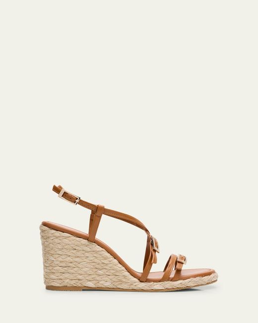Stuart Weitzman Women's Natural Georgie Strappy Wedge Espadrille Sandals