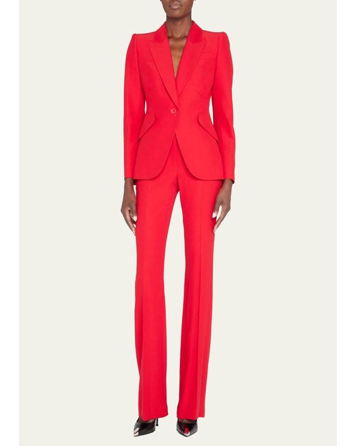 Alexander McQueen Red Classic Single-breasted Suiting Blazer