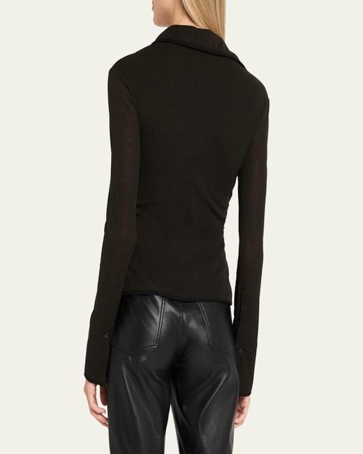 Nanushka Black Idana Long-Sleeve Button-Front Top