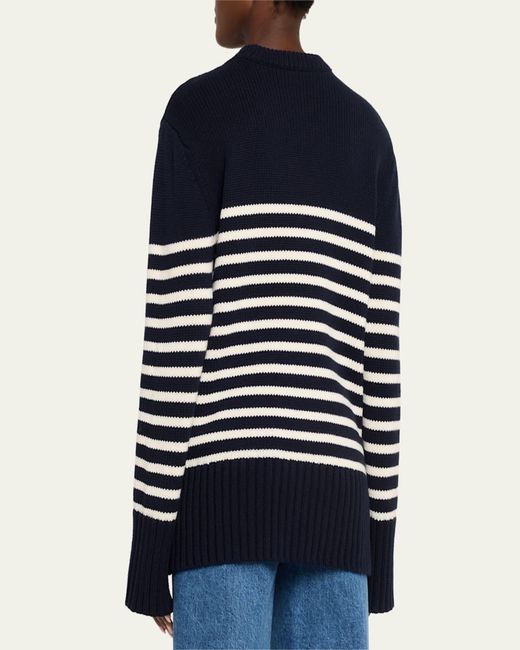 Michael Kors Blue Striped Cashmere Crewneck Sweater