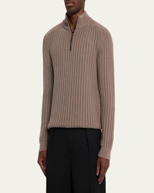 Iris Von Arnim Brown Eugene Half-Zip Cashmere Pullover for men