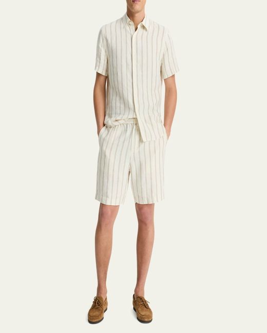 Vince Natural Mesa Stripe Hemp Beach Shorts for men