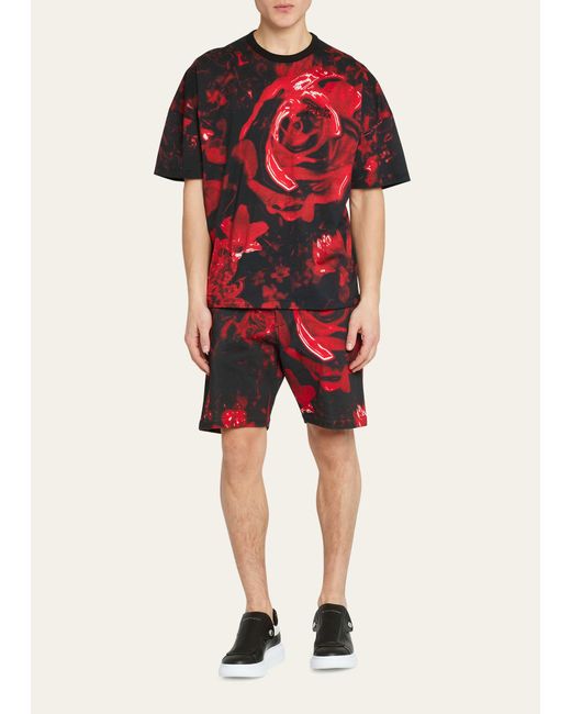 Alexander McQueen Red Floral Wax Seal Print T-shirt for men