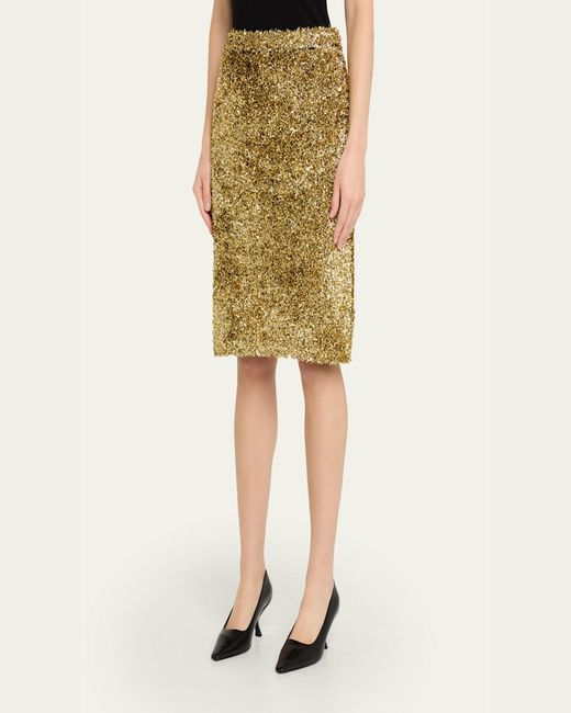 Zankov Natural Moro Metallic Textured Pencil Skirt