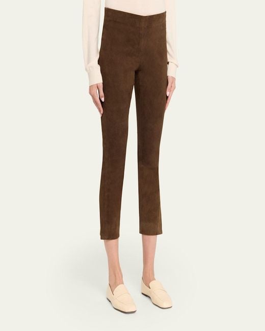 Vince Black Stretch-Suede Split Hem Crop Pants