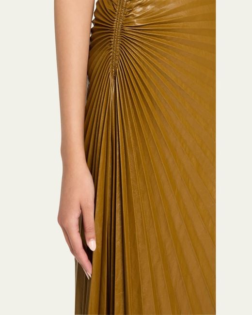 A.L.C. Natural Tracy Pleated High-Low Midi Skirt