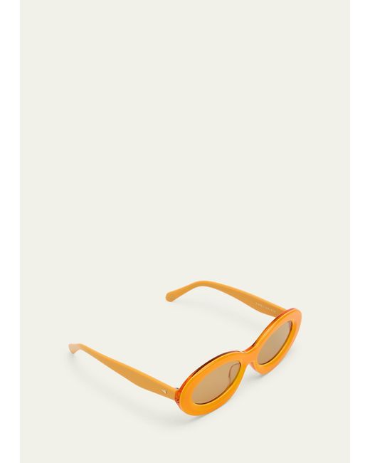 Karen Walker Yellow Monochrome Acetate Oval Sunglasses