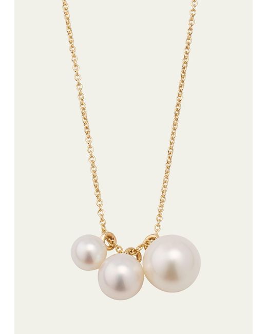 Sophie Bille Brahe White 14k Recycled Yellow Gold Stella Necklace With Freshwater Pearls