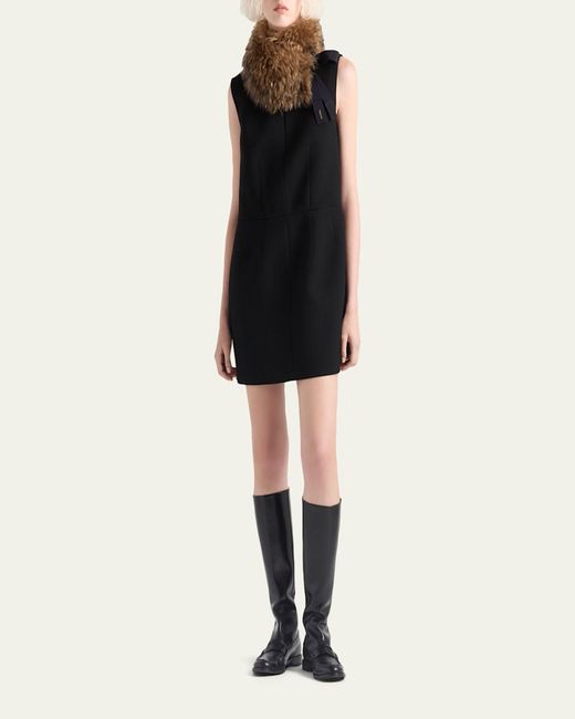 Prada Black Wool Bow Mini Dress
