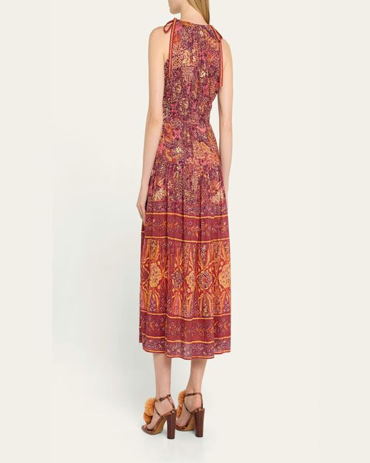 Ulla Johnson Essie Printed Sleeveless Midi Dress in Red | Lyst