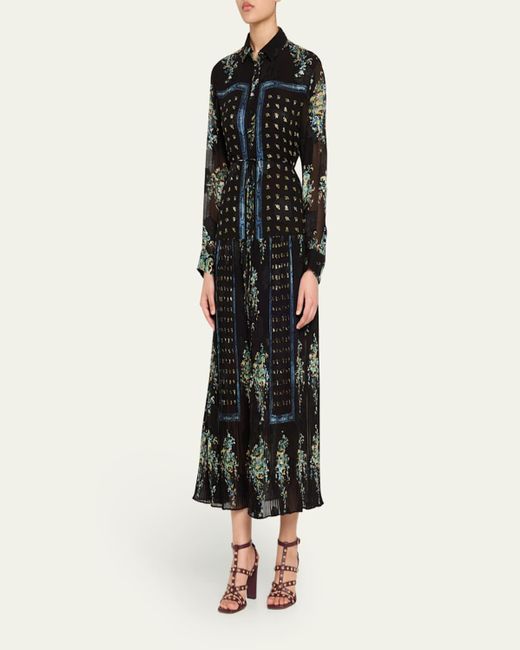 Ulla Johnson Black Emilie Drop-Waist Long-Sleeve Midi Shirt Dress