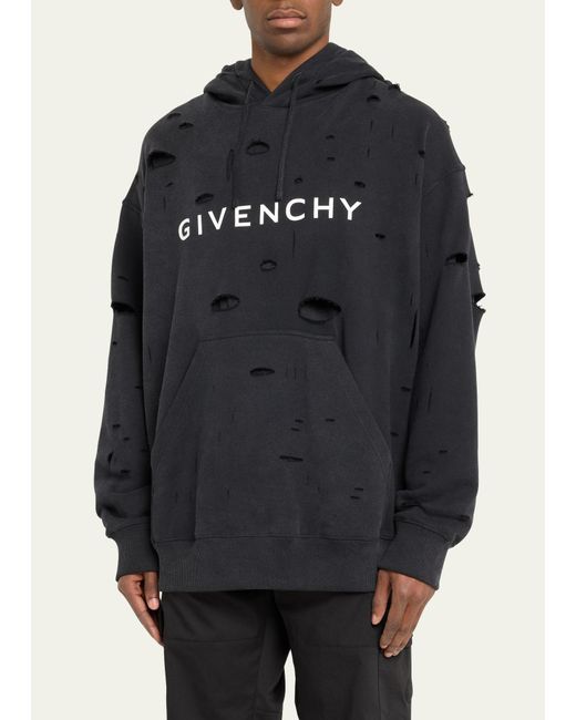 Givenchy Black Oversized Destroyed Terry Sweatshirt for men