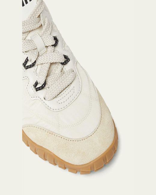 Miu Miu Natural Low-Top Nylon & Leather Sneakers