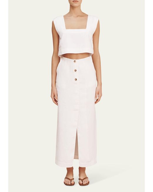 Posse White Gigi Linen Column Skirt