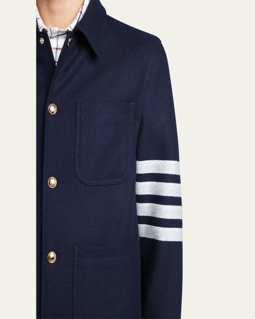 Thom Browne Blue Utility Patch Wool Chore Jacket for men