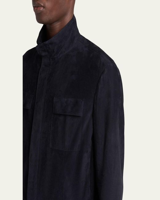 Giorgio Armani Blue Suede Field Jacket for men