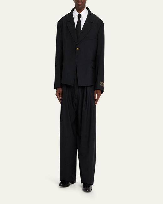 Willy Chavarria Black Pleated Wide-Leg Trousers for men