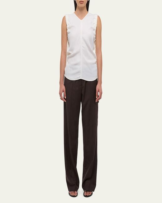 Helmut Lang Natural Ruched Sleeveless Top