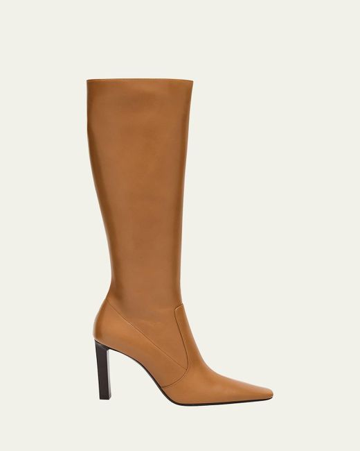 Saint Laurent Brown Francoise Smooth Leather Knee-High Boots