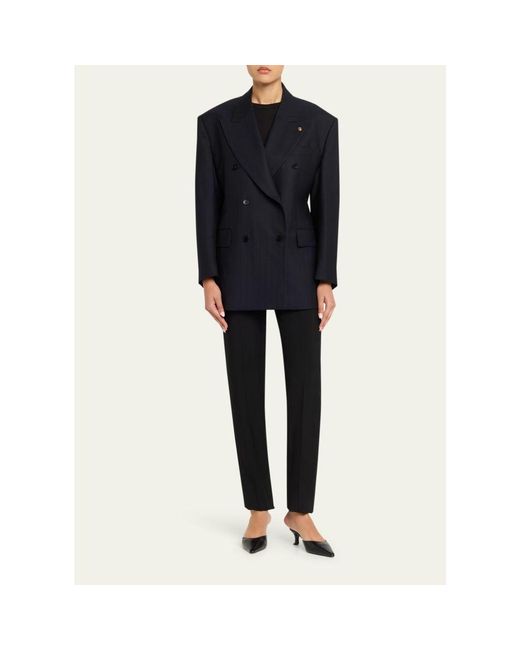 Versace Blue Oversized Double-Breasted Blazer