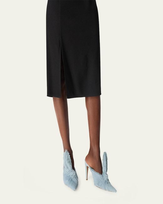 Bottega Veneta Blue Knotted Calf Hair Mule Pumps