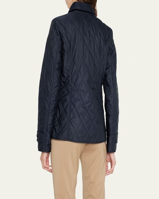 Burberry Blue Collared Diamond Quilted Jacket