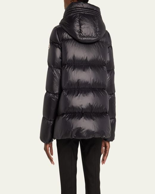 Moncler Black Seritte A-Line Short Down Jacket
