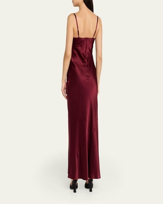 L'Agence Red Sayla Bias-Cut Silk Gown