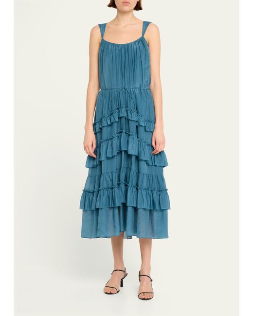 Cinq À Sept Blue Kandra Tiered Skirt Maxi Dress
