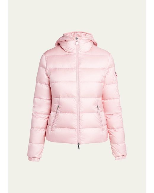 Moncler Pink Gles Hooded Puffer Jacket