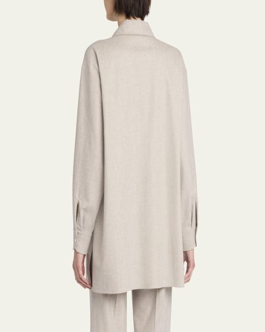 The Row Natural Komako Button Down Wool Cashmere Blouse