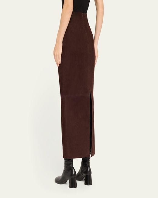 Khaite Natural Loxley Long Pencil Leather Skirt