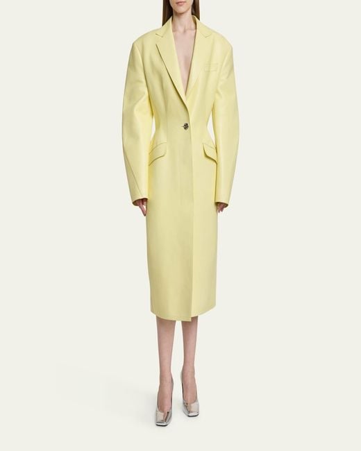 Givenchy Yellow Leather Cocoon Coat