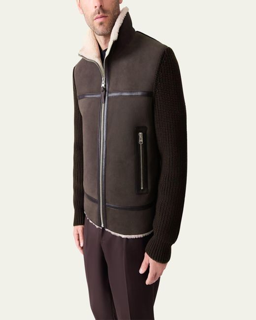 Mackage Black Jonathan Mixed-Media Shearling Jacket for men