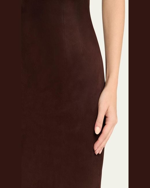 Khaite Natural Loxley Long Pencil Leather Skirt