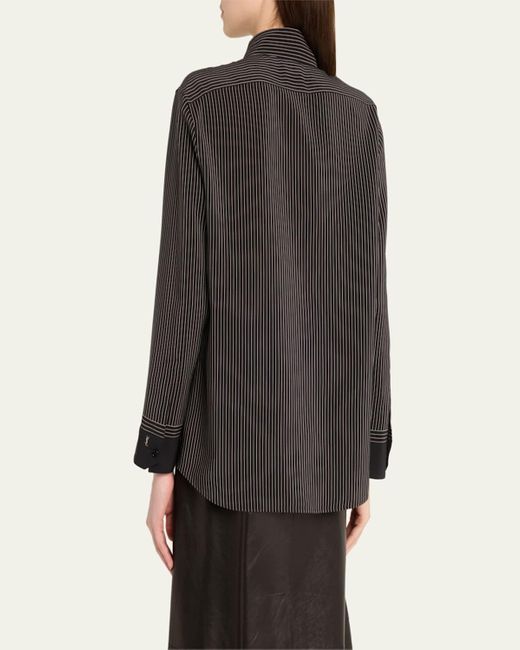 Saint Laurent Gray Striped Silk Button-Down Shirt