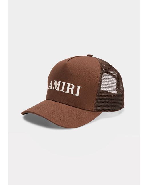 Amiri Brown Logo Mesh-back Trucker Baseball Hat for men