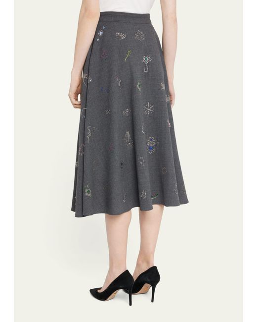 Libertine Gray Victorian Pins Embellished Midi Lady Skirt