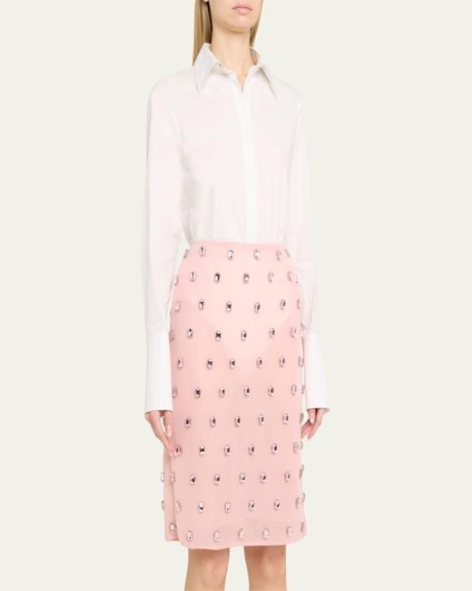 Brandon Maxwell Natural The Bradshaw Button-Up Belted Bodysuit Shirt