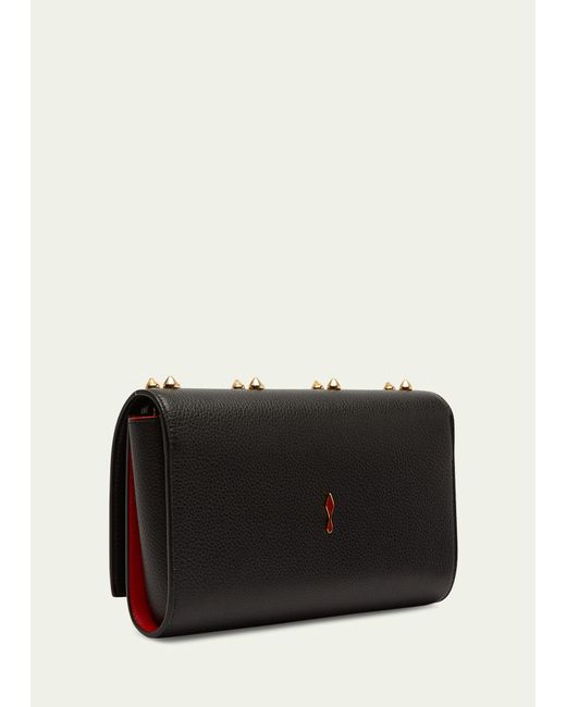 Christian Louboutin Black Paloma Clutch In Leather With Loubinthesky Seville Spikes