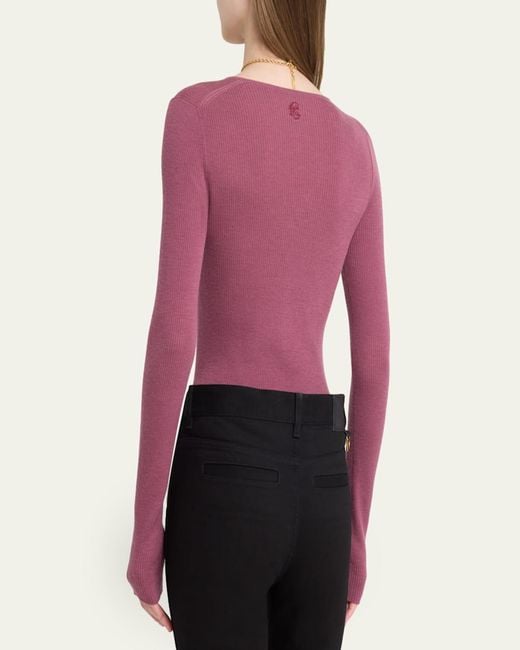 Chloé Pink Ribbed Wool Henley