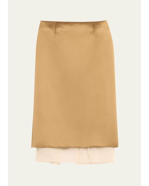Altuzarra Natural Fannie Midi Skirt With Ruffle Trim