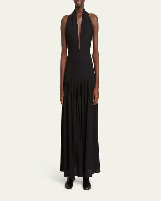 Proenza Schouler Black Tala Halter Viscose Georgette Dress