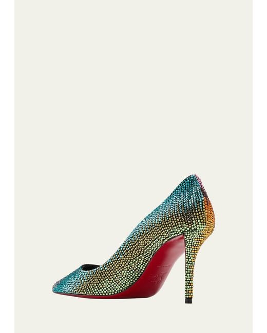 Christian Louboutin Apostropha Ombre Strass Red Sole Pumps in Natural