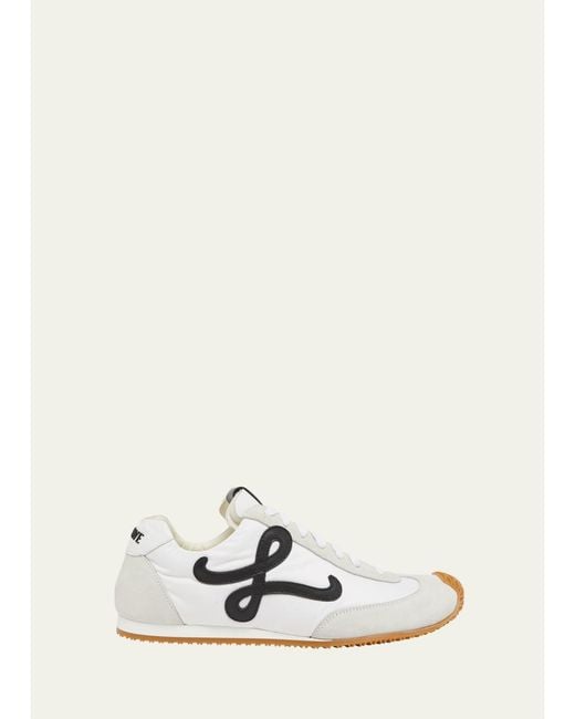 Loewe Natural Flow Runner Suede And Leather Sneakers