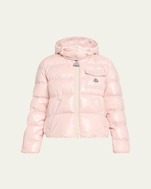 Moncler Pink Andro Hooded Short Down Jacket