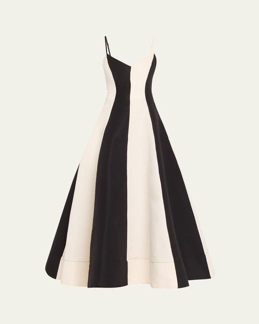Christopher John Rogers Stripe Colorblock V-Neck Evening Gown in White | Lyst Christopher John Rogers Stripe Colorblock V-Neck Evening Gown in White | Lyst