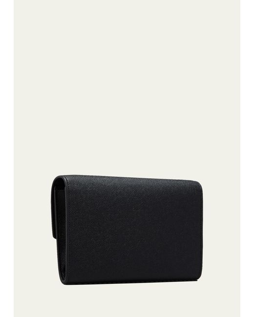 Saint Laurent Black Uptown Ysl Wallet On Chain In Grained Leather