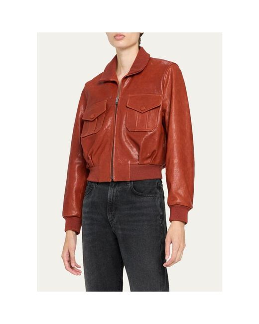 FRAME Red The Ace Leather Jacket