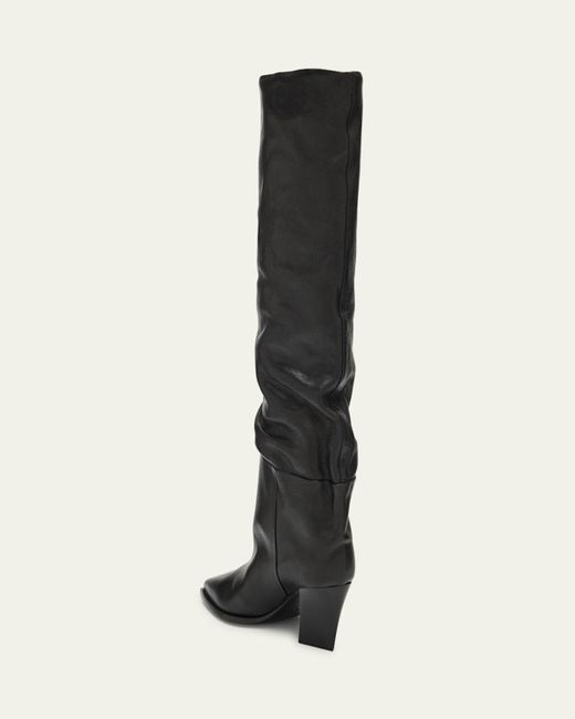 Jimmy Choo Black Hart 60 Slouch Leather Knee-High Boots